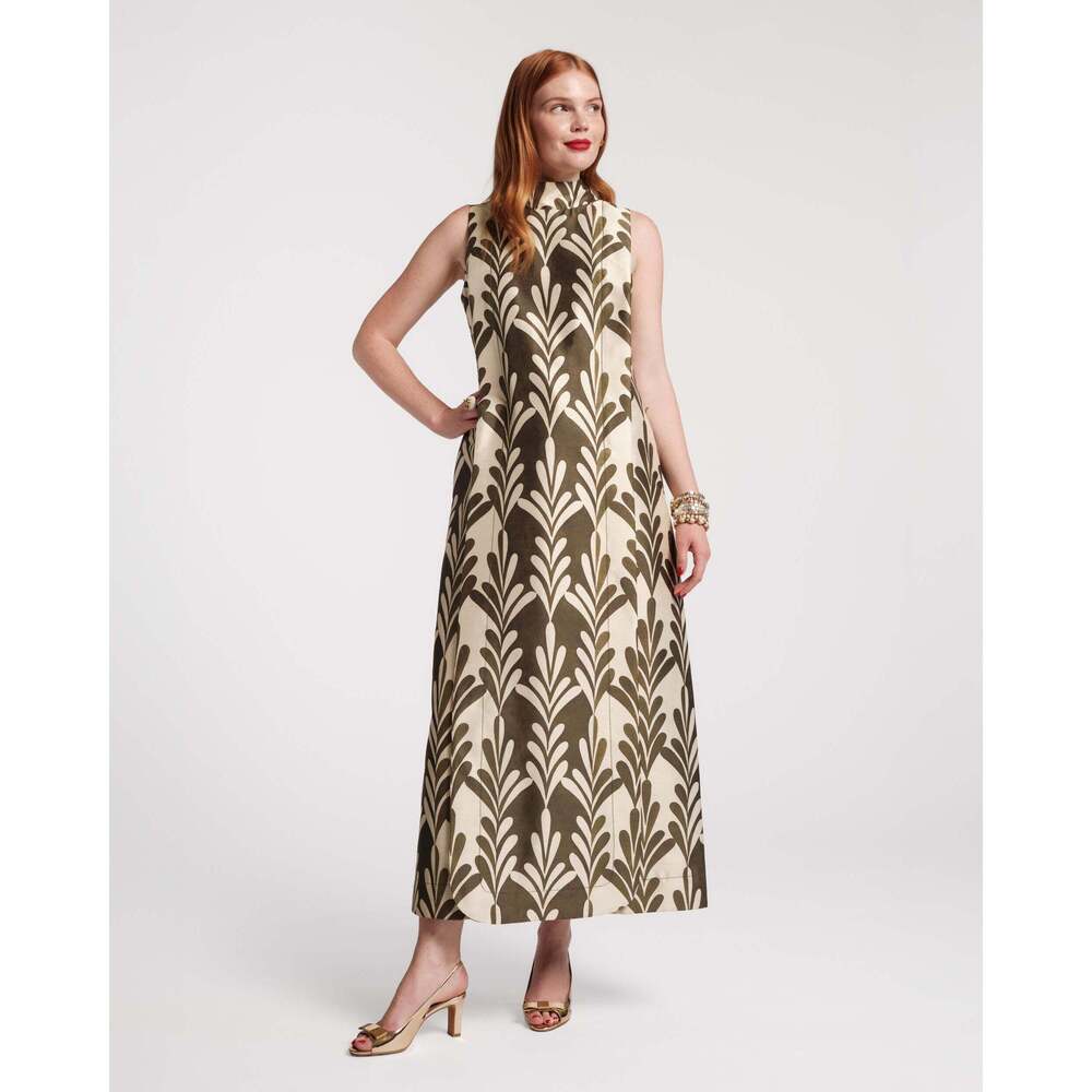 Carlyle Maxi Dress - Royal Palm Oyster/Olive